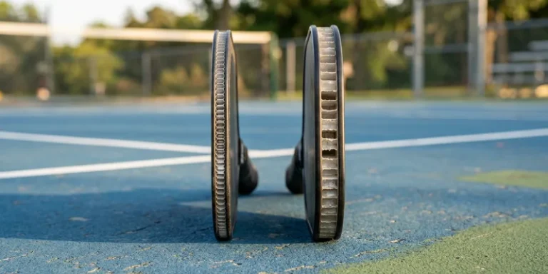 Close-up of two pickleball paddle edges showing different core thicknesses