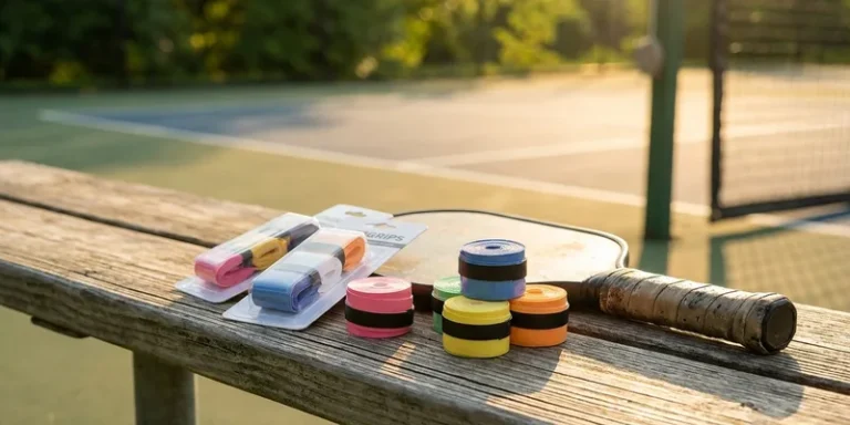 grip tape rolls and overgrip packaging beside a paddle handle
